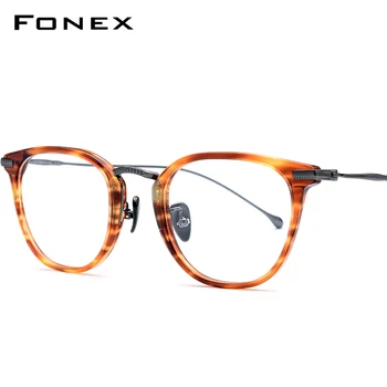 

FONEX Titanium Optical Glasses Men Prescription Vintage Square Eyeglasses Frame Women Retro Round Myopia Spectacles Eyewear 839