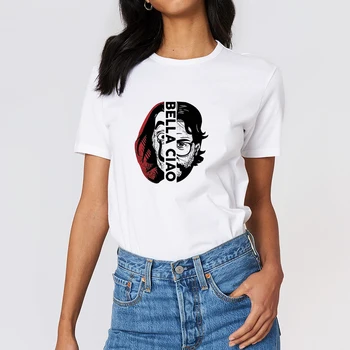 

La casa de papel bella ciao tshirt Loose Tops Clothing Spring Summer T Shirt Harajuku Ladies Streetwear Round Collar T-shirt