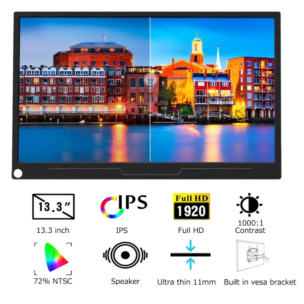 US $119.00 UPERFECT Portable Monitor 13Inch 1920X1080 FHD Eye Care Screen Gaming Monitor Dual Speaker Computer Display for Laptop PC Phone