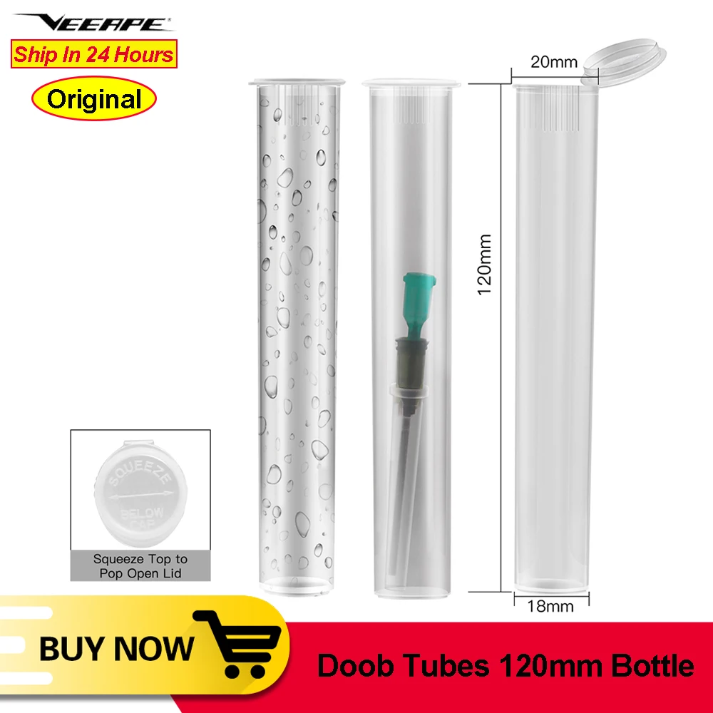 В наличии! 10 шт./лот Veeape контейнеры для сигарет doob tubes 120 мм прозрачная пластиковая