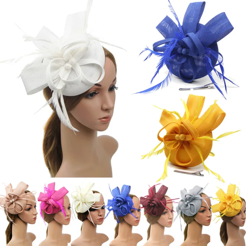 A2ZUKFashion Women Headband Clip Hat Gauze Sinamay Flowers Fascinator Wedding Race Royal Ascot Party