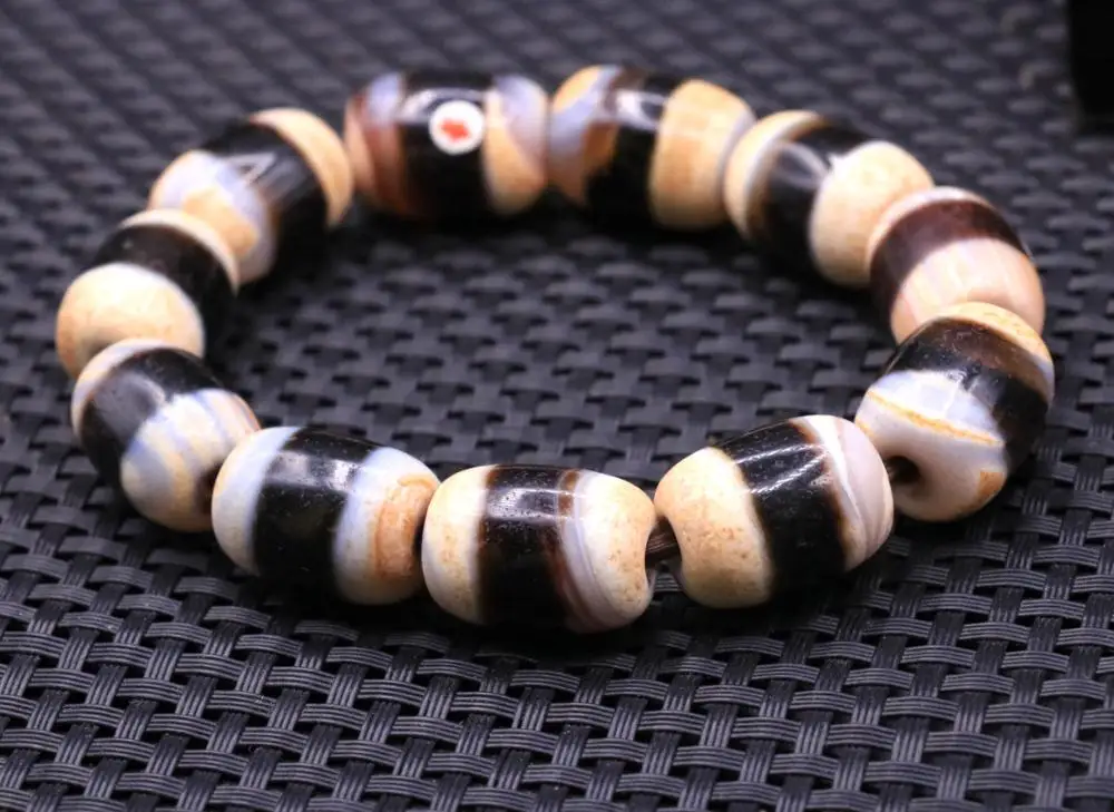 

Energy energy Tibetan Old Cinnabar agate Healer medicine Totem dZi Bead bracelet LKbrother Sauces