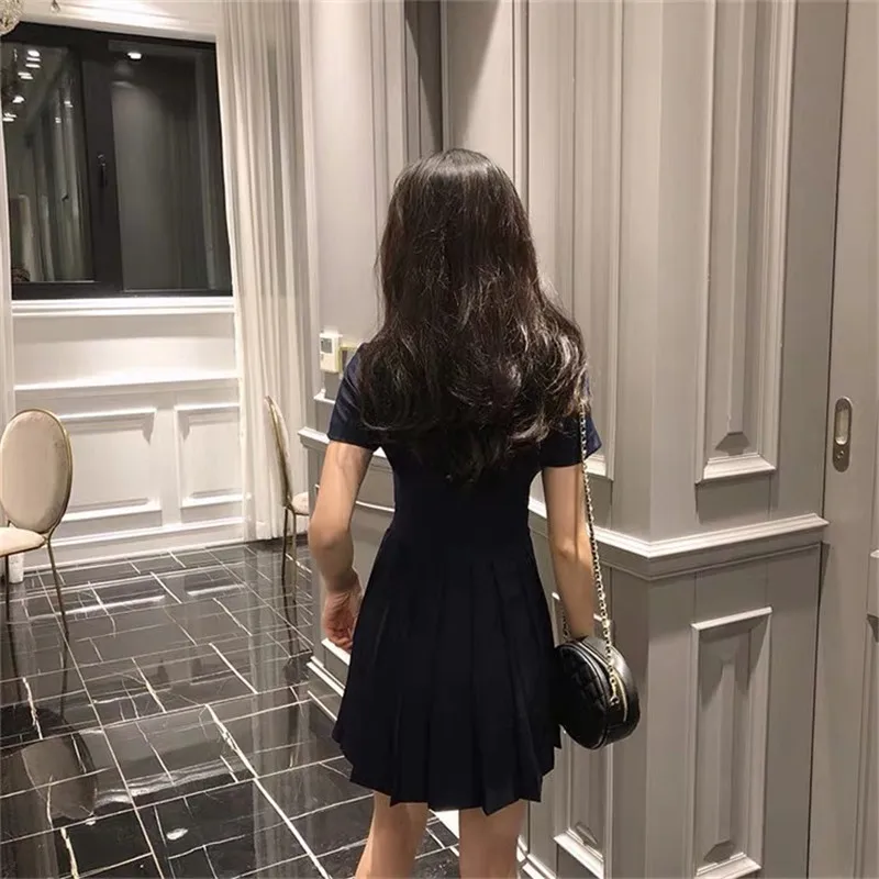 Girls Tennis Dress Sweet Girl Temperament Slim Dress Female New Short-sleeved Waist A Short Tennis Outdoor Sports Ess