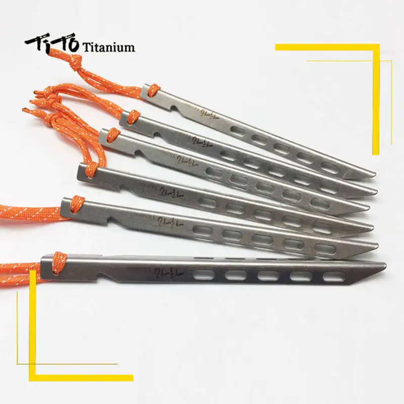 Tito 6 шт. из титана для палатки Peg V Форма титановый шип ветрозащитный Открытый Кемпинг из титана для палатки ногтей аксессуары из титана для палатки Stak