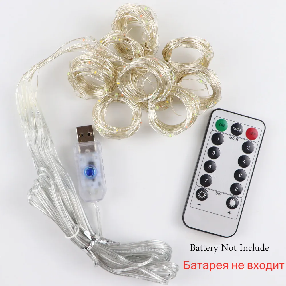 3M LED Christmas Fairy String Lights USB Remote Control Festoon Garland on Window New Year Holiday Decoration for Home Outdoor