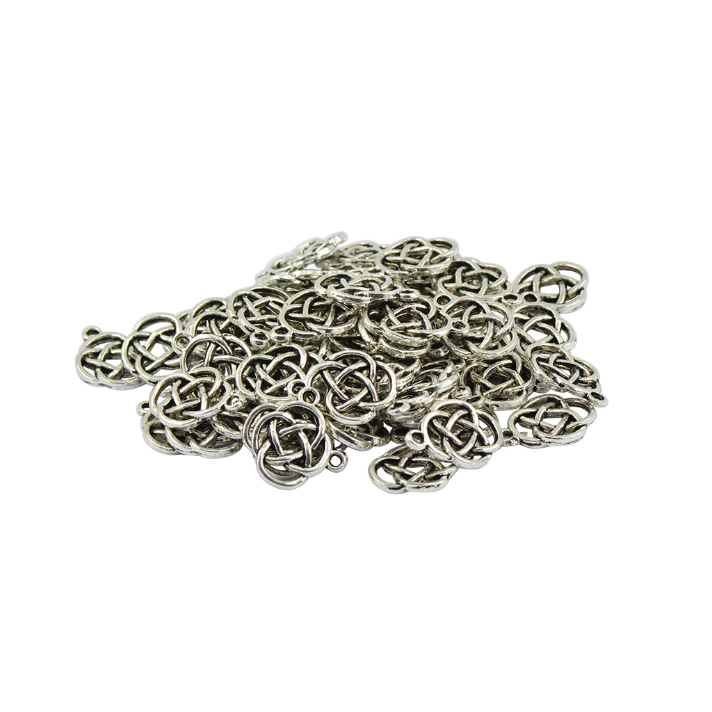 50 Pieces Tibetan silver color Knot Oval Shape Jewelry Making Charms Pendant DIY Craft Earring Bracelet
