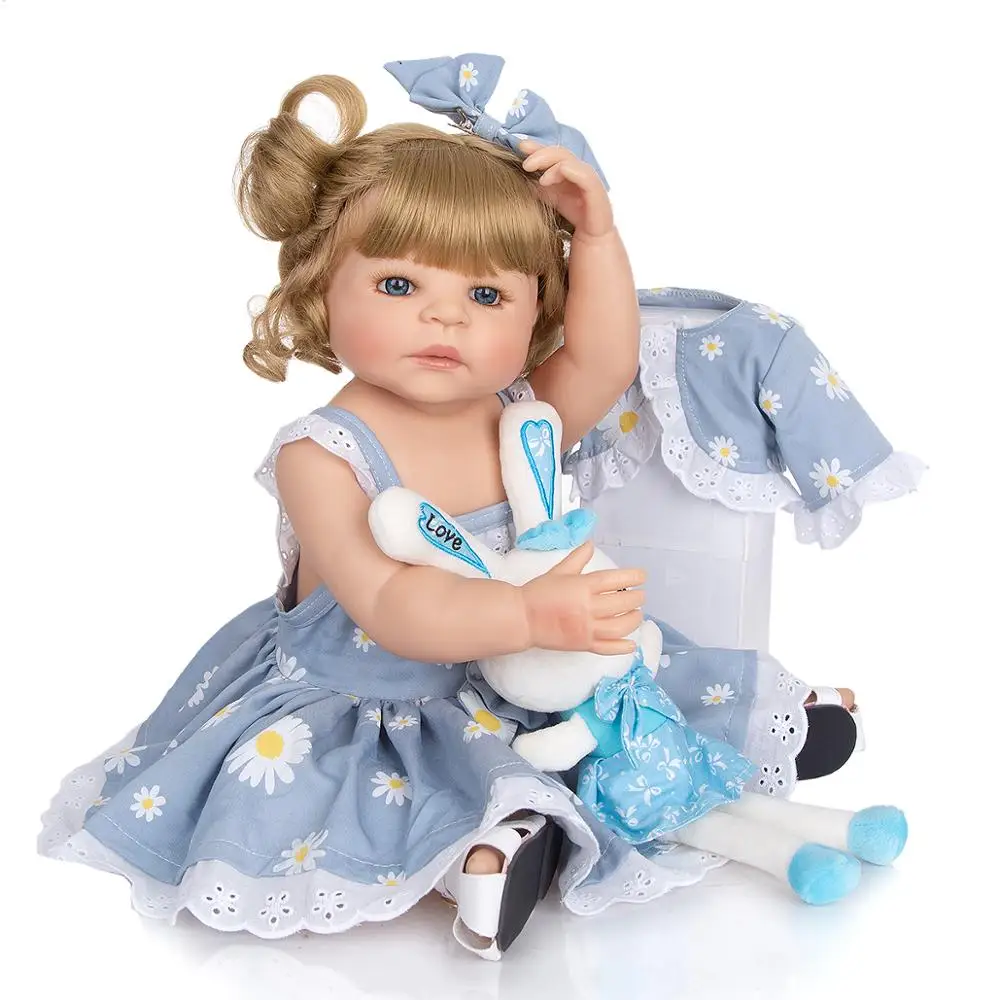 Bebê Reborn Boneca Loira Princesa 55cm Presente Para Criança