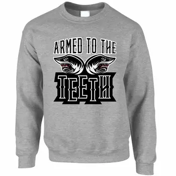 

Sharks Sweatshirt Armed To The Teeth Weapon Expert Gun Enthusiast Mens Hoodies