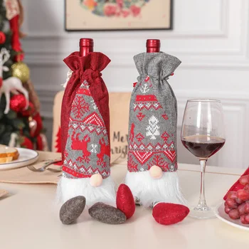 

Christmas Red Wine Bottle Cover Bag Rudolph Beard Doll Wine Bottle Holder for creating Christmas Atmosphere