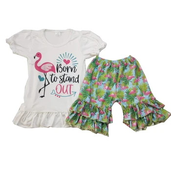 

Sweet Girls Summer Outfit Ruffles Design Short Sleeve Flower Pattern Elegant Girl Toddler Girl Outfit Print Clothes White Tshirt
