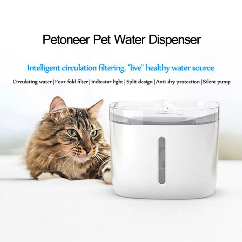 Cat Dog Drinking Water Fountain Automatic Pet Bowl Dispenser Drink Dish Filter 1.9L White Feeder Bowl Pet Drinking Dispenser