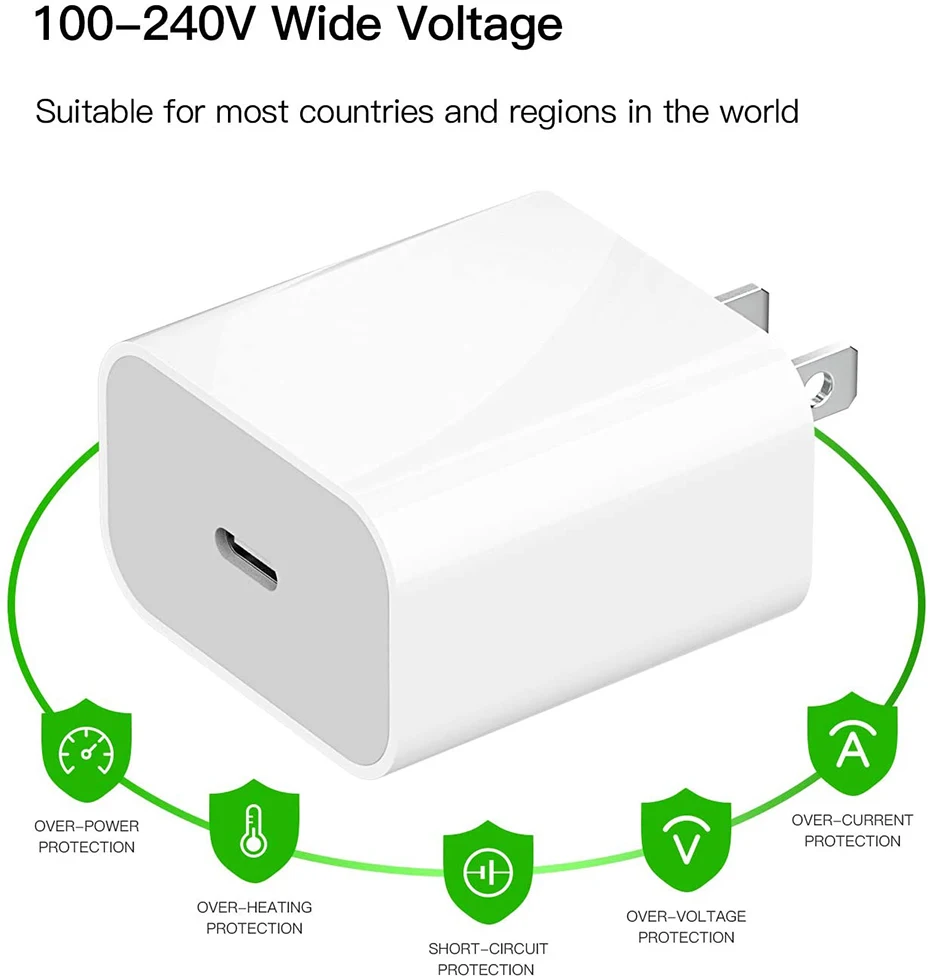 Fivetech USB C Cable for iPhone 12 Pro Max 11 XS XR X 8  20W PD Fast Charger for Macbook Pro EU US UK Plug USB Type C Data Cable charger 100w