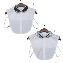 Женская Съемная полурубашка с отворотом, вышитая красочным пером, фальшивый воротник