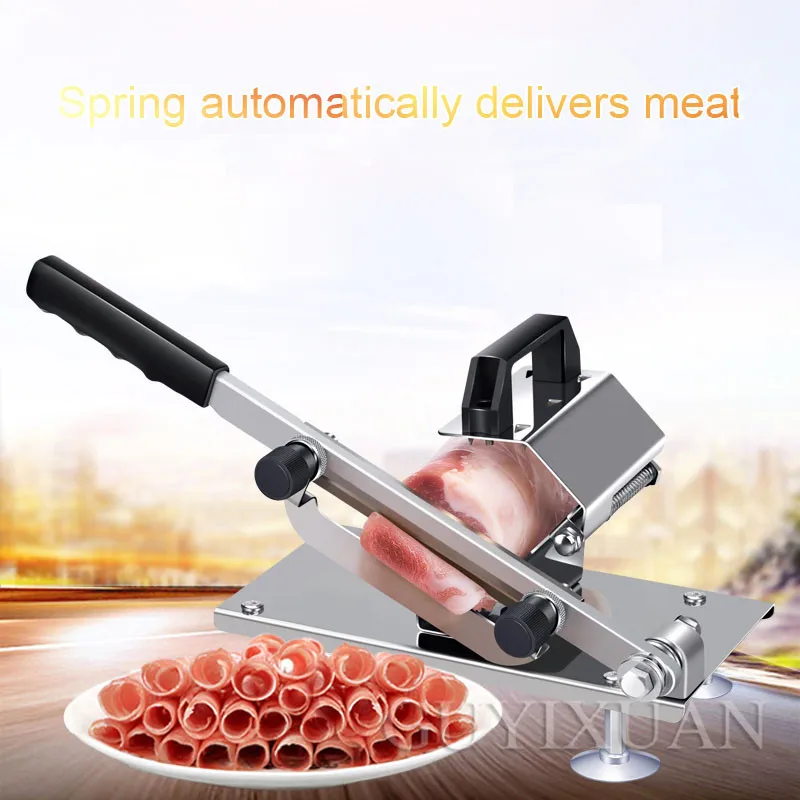 Household Small meat slicer Mutton roll slicer stainless steel Manual Frozen cut beef roll machine Fruit and vegetable Slicer 4
