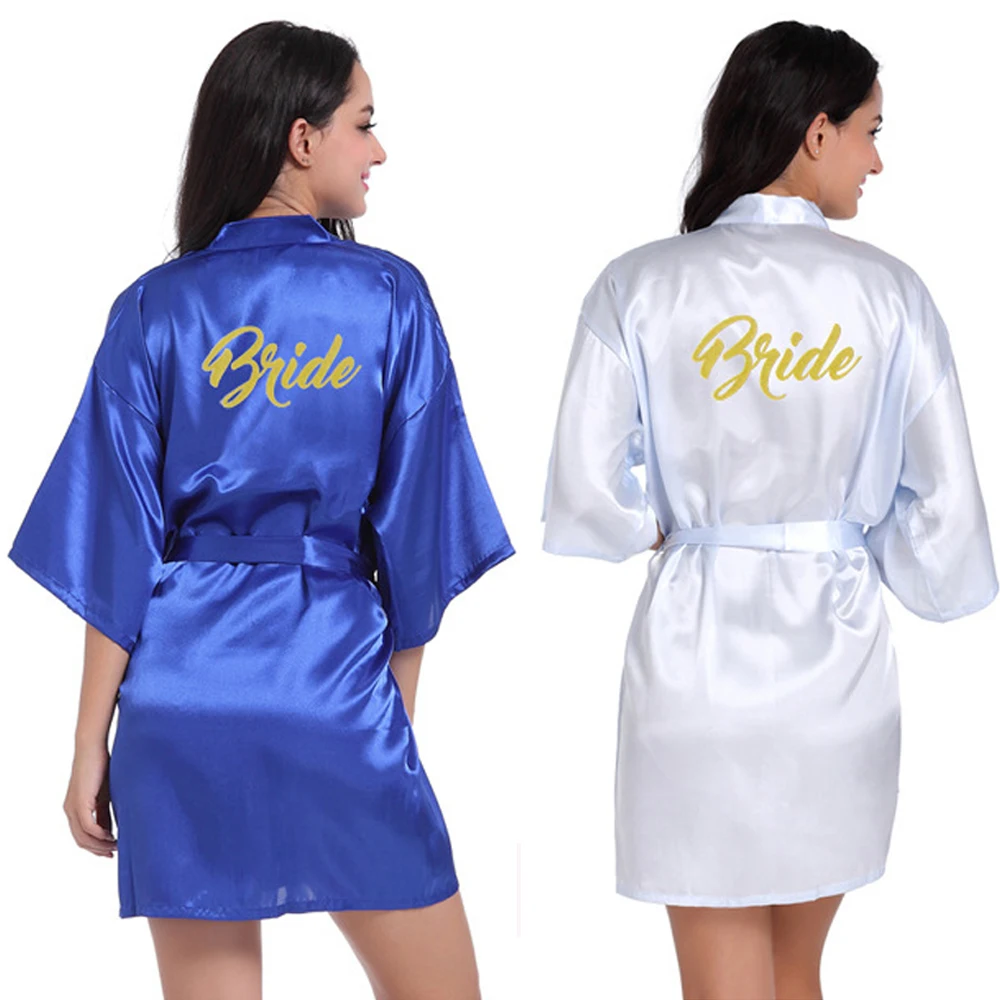 Wedding Team Bride Bridesmaid Morning Robe Hot Gold Cardigan Makeup