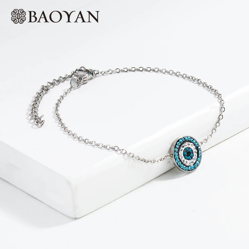 Silver Bracelet Baoyan Ювелирные наборы, стразы, сглаза, бижутерия, ювелирный набор из нержавеющей стали,, Модные женские ювелирные наборы для женщин - Окраска металла: Silver Bracelet