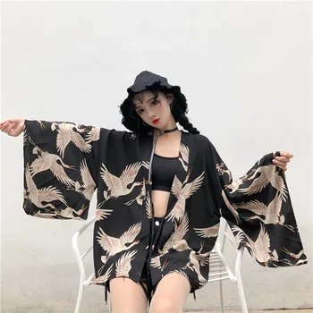 

Yukata female Kimono cardigan shirt harajuku kawaii style Kimonos woman 2020 blouse obi haori Japanese fashion streetwear