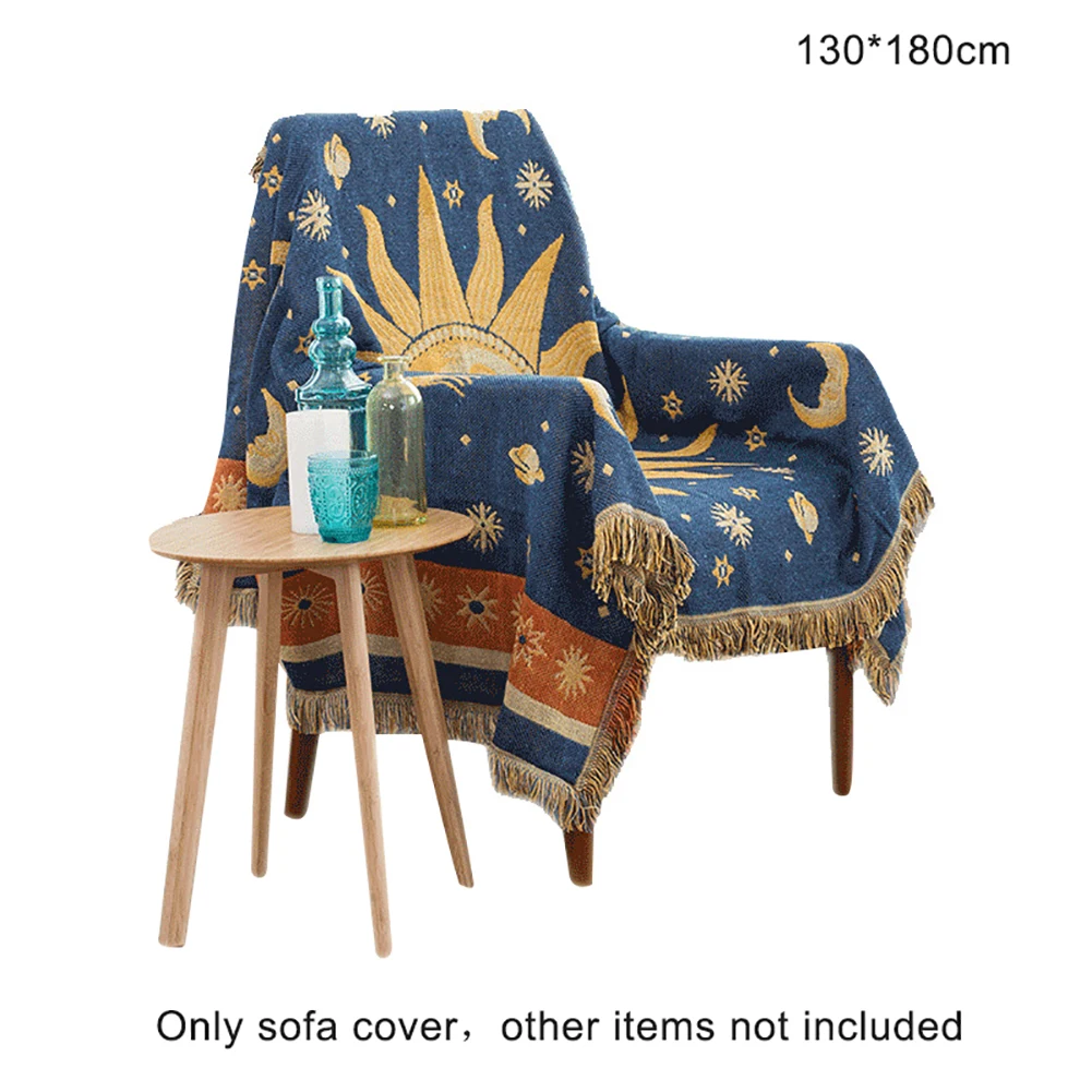 Slipcovers диван обертывание Звезда Луна солнце Вышивка кисточка пледы одеяло диван покрытие все включено диван стул одеяло гобелен