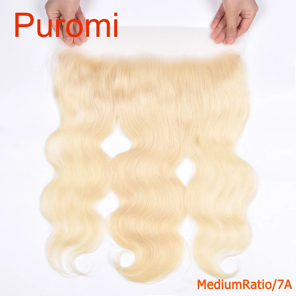 Puromi объемная волна 13X4 кружева Фронтальная застежка с волосами младенца 100%