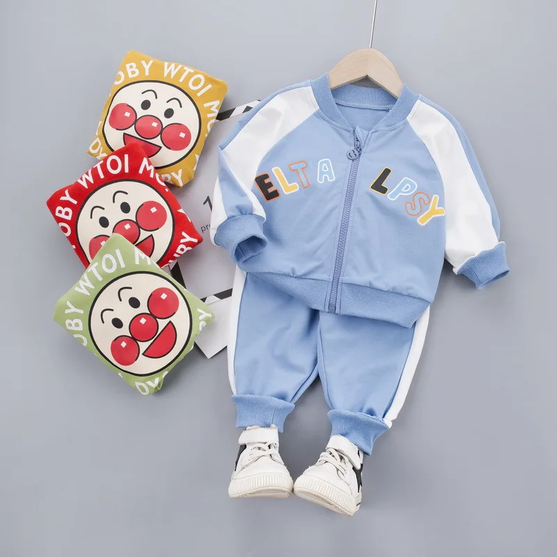 

Children's Clothing 2020 Spring New Kids Clothing Sets Baby Clothes Cardigan Colorblock Zipper Baby Top+Pant Toddler Outfit