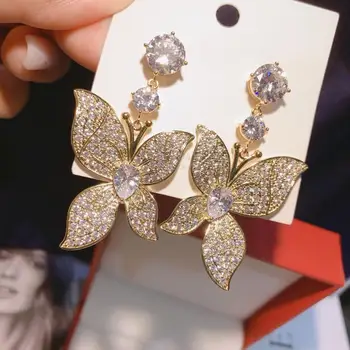 

HIBRIDE 2020 Korean Fashion Butterfly Dangle Drop Earrings High Quality Earring for Women Wedding Gift Party Wedding E-417