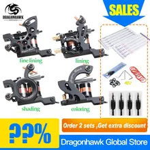 Профессиональный Набор татуировок машина 4 стиля пистолеты набор с одноразовыми иглами подарок