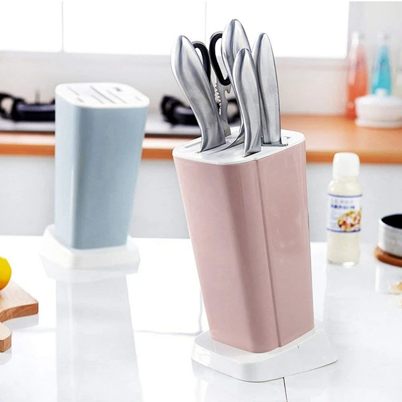 Домашняя посуда нож блок 7 различных слотов Многофункциональный пластиковый нож подставка держатель для ножей Кухонные принадлежности синий
