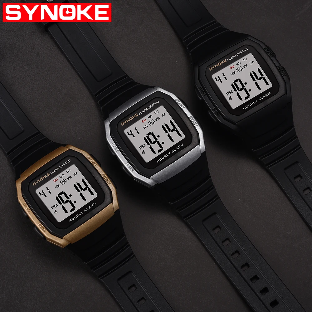 SYNOKE спортивные часы для мужчин часы электронный цифровой дисплей спортивные мужские часы 30 м Водонепроницаемый Будильник мужские наручные часы