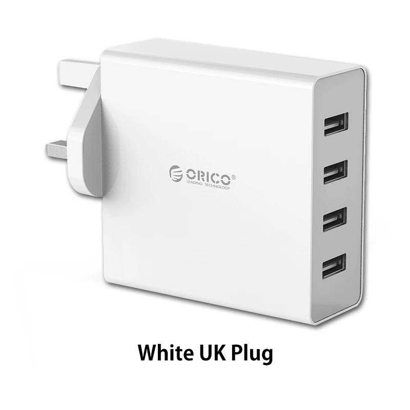 ORICO быстрой зарядки 4 Порты стены USB телефон Зарядное устройство 5V 2.4A* 4 6A 30 Вт Зарядное устройство для планшет для Xiaomi samsung и Iphone - Тип штекера: White UK Plug