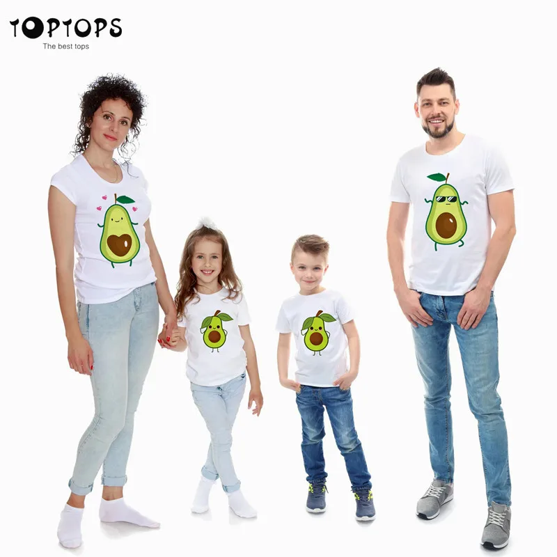 

Avocado Print Family Matching Clothes Mother Daughter Baby Boy Kid Girls Father Son Short Sleeve Valentine Top T-shirt