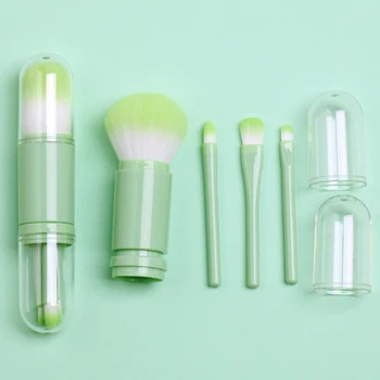 

4 in 1 Makeup Brush Portable Retractable Cover Double Head Loose Powder Brush Highlight Brush Beauty Tools Make Up Brush