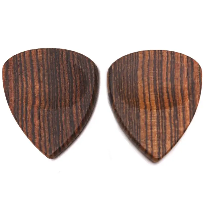 2 Pcs Wood Acoustic Bass Electric Guitar Pick Paddles Gold Sandalwood