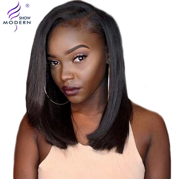 

Lace Front Human Hair Wigs For Black Women 13*4 Straight Bob Wig Remy Brazilian Hair Wigs Pre Plucked Modern Show 130% Density