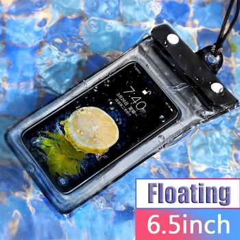 

6.5-7inch IPX8 Waterproof Airbag Floating Phone Case Cell Phone Dry Diving Bag Swimming Phone Pouch with Armband & Neck Strap