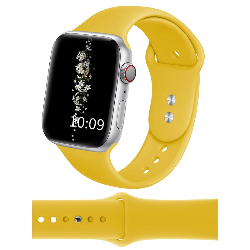 DIMU мягкий силиконовый спортивный ремешок для наручных часов Apple Watch Series 5/4/3/2/1 38 мм 42 мм резиновый ремешок для наручных часов iwatch, полосы серии 4 40 мм 44 мм - Цвет ремешка: Yellow