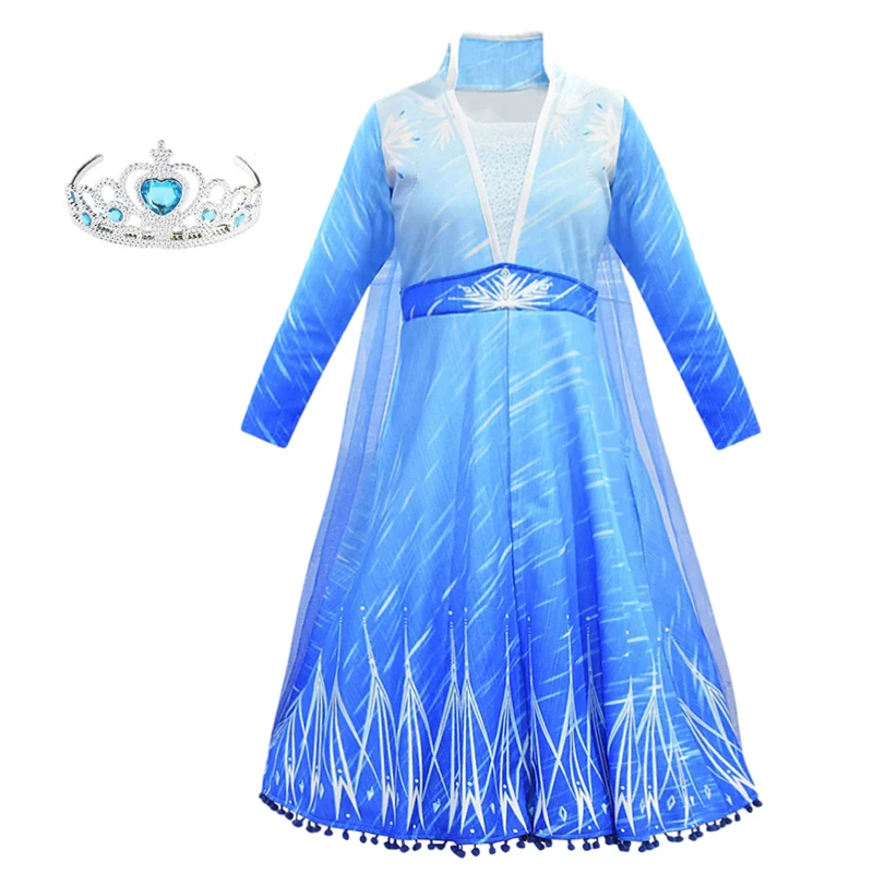 Новинка; платье принцессы Эльзы 2; детское платье; сезон зима-осень; утепленное платье Снежной Королевы для костюмированной вечеринки; платье для девочек на день рождения и Рождество; Par