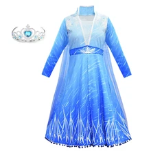 Новинка; платье принцессы Эльзы 2; детское платье; сезон зима-осень; утепленное платье Снежной Королевы для костюмированной вечеринки; платье для девочек на день рождения и Рождество; Par