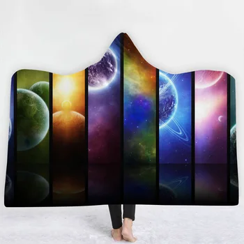 

302 Printing Sherpa Throw Hooded Blanket Wearable Winter Warm Fleece Bedding Office Quilts Soft Adults Travel Hooded Blankets
