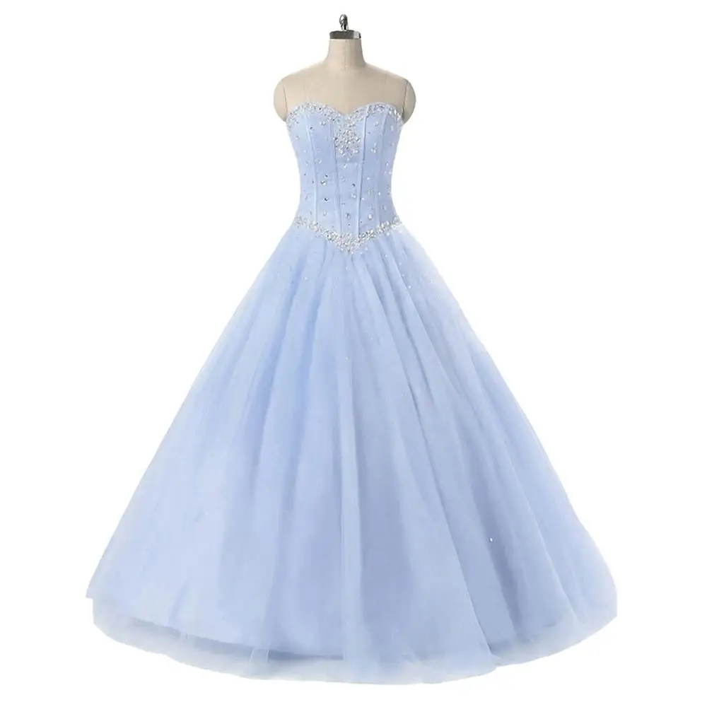 Синий тюль выпускное платье es Bestidos De gala Выпускное Платье длинное Vestido De Quince Robe De Soiree - Цвет: Light Blue