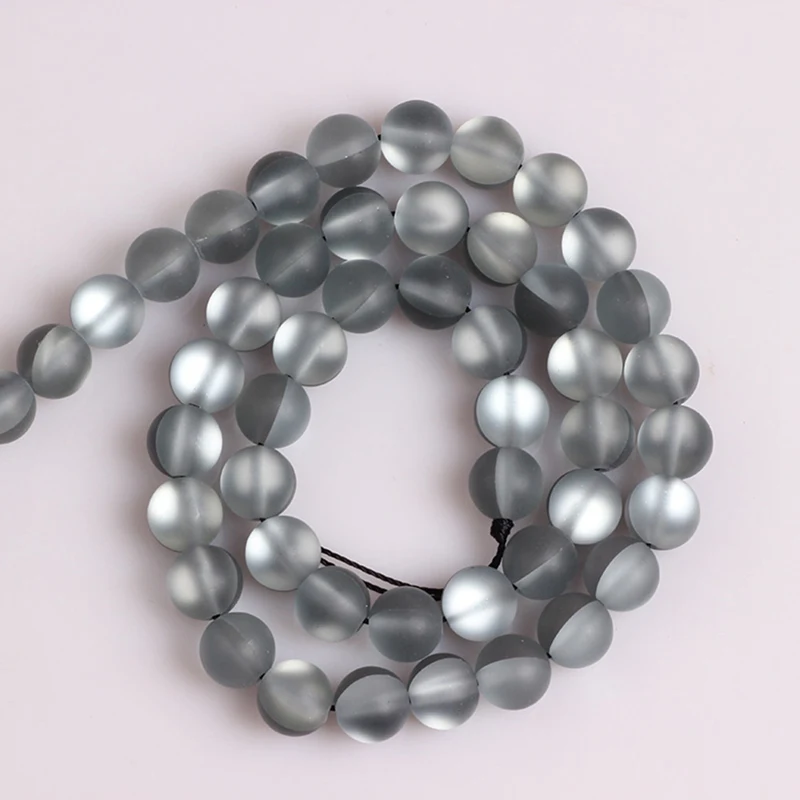 Grey Matte Модные хрустальные бусины из лунного камня голографический матовый браслет 6 мм - Окраска металла: Grey Matte