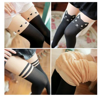 

Japanese plus velvet padded fake high tube knee-high fake thigh bottoming pantyhose autumn winter two-piece stitching pantyhose