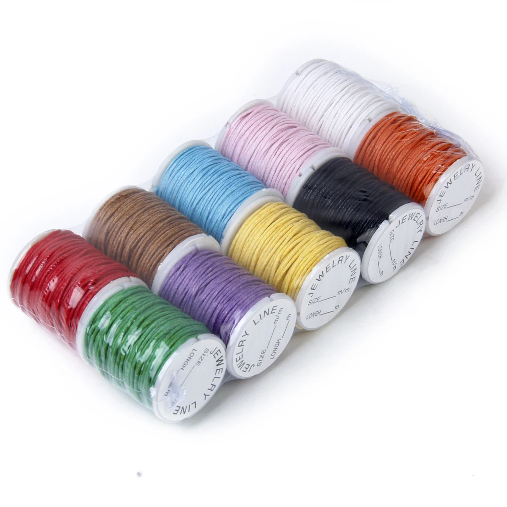 10 Rolls Mix-Colors Waxed Cotton String Beading Thread 1mm for Jewelry Craft DIY