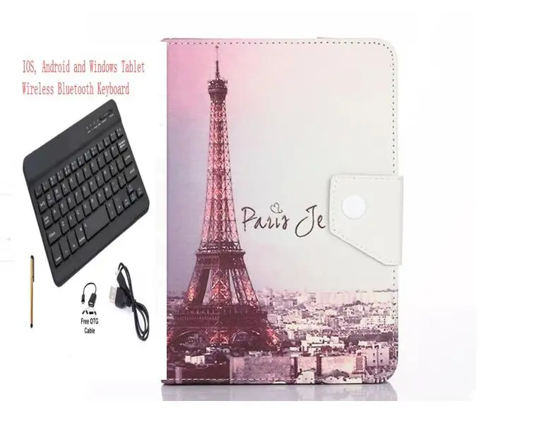 Universal Cartoon Cover for Huawei MediaPad T3 10 AGS-L09 AGS-L03 9.6 Inch Tablet Keyboard Wireless Bluetooth Keyboard Case+pen - Цвет: Keyboard Case