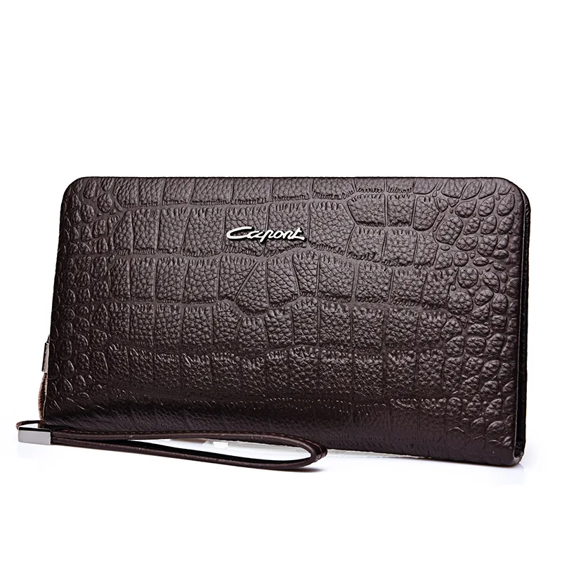 

2019 New Style Crocodile Pattern MEN'S Wallet Genuine Leather Clutch Bag Multi-functional Large-Volume Full-grain Leather Handba