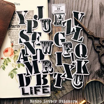 

2019 Black White Color Alphabet Letter Vellum Self-adhesive Paper Stickers For Scrapbooking DIY Crafts Card Making Decoration