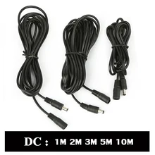 Cable de extensión de CC de 12V, Cable de alimentación hembra macho de 5,5x2,1mm, extensor de 1m, 2m, 3m, 5m, 10m, accesorios de luces Led para cámara CCTV