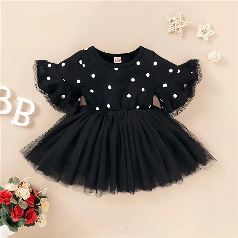kids girl summer dress black tutu dress (15)