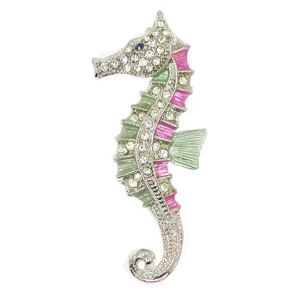 

12pcs/lot Wholesale Fashion brooch Rhinestone Seahorse Pin brooches Corsage Men's Woman Accessories C102259