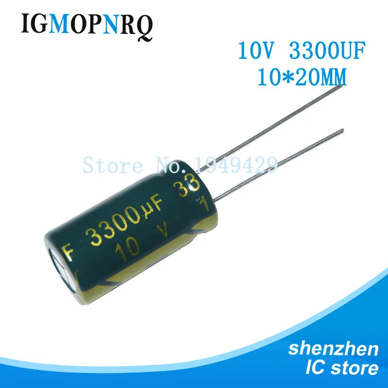 10 шт. 10V3300UF 10*20 мм 3300 мкФ 10V 10x20 алюминиевые электролитические конденсаторы DIP |