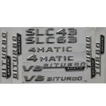 

3D Chrome Trunk Fender Badge For Mercedes Benz SLC43 SLC55 SLC63 SLC65 AMG Emblem V8 BITURBO TURBO 4MATIC Emblems